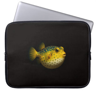 Black 4 Luxe Laptop Sleeve, Yellow Pufferfish Sleeve