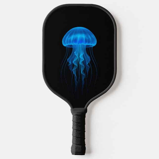 Black 4 Luxe Pickleball Paddle, Blue Jellyfish Paddle (Back)