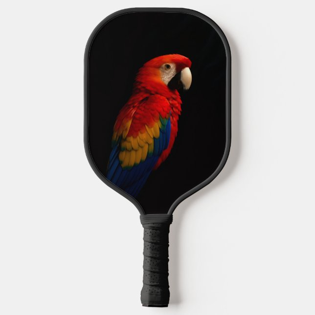 Black 4 Luxe Pickleball Paddle, Scarlet Parrot Paddle (Back)