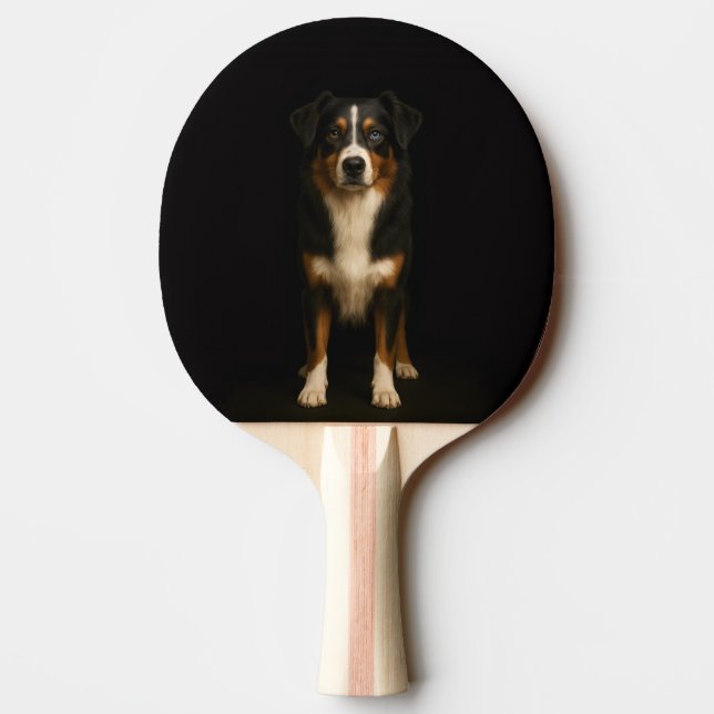Black 4 Luxe ping pong paddle, Aussie Shepherd Paddle (Back)