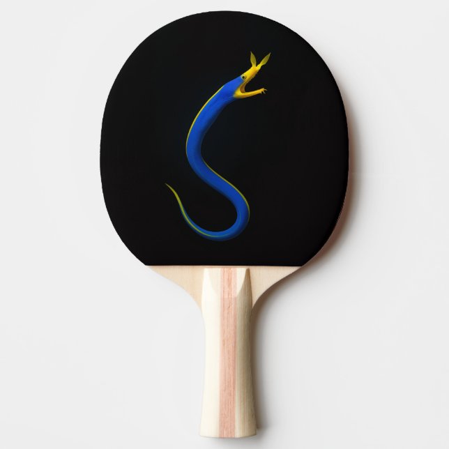 Black 4 Luxe ping pong paddle, Blue Ribbon Eel Paddle (Front)