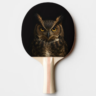 Black 4 Luxe ping pong paddle, Golden Eye Owl Paddle