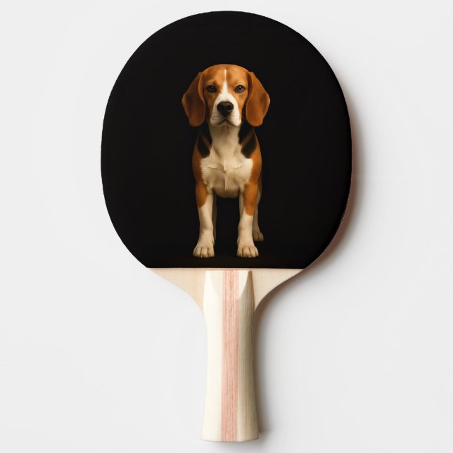 Black 4 Luxe ping pong paddle, Kind Beagle Paddle (Front)