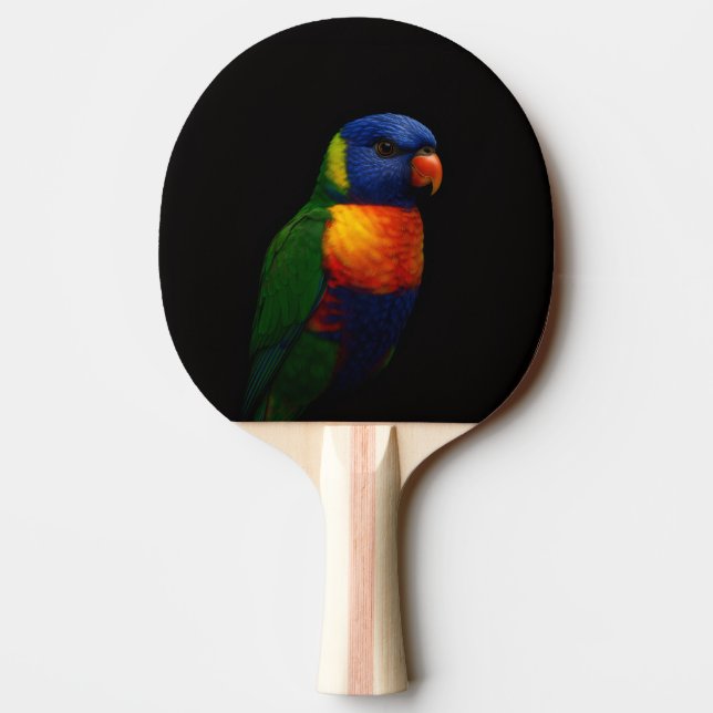 Black 4 Luxe ping pong paddle, Lorikeet Parrot Ping Pong Paddle (Back)