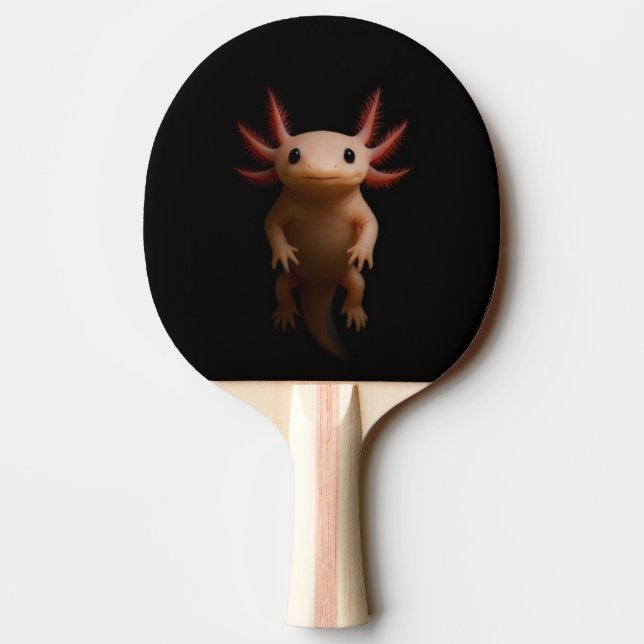 Black 4 Luxe ping pong paddle, Mexican Axolotl Paddle (Back)