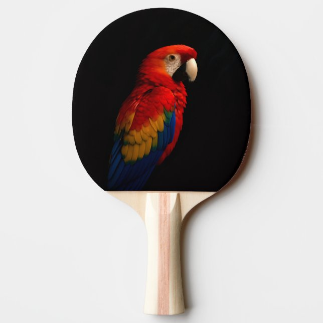 Black 4 Luxe ping pong paddle, Scarlet Parrot Paddle (Back)