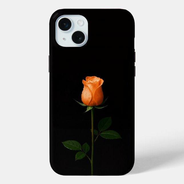 Black 4 Luxe, Sunset Orange Rose iPhone 15 Plus Case-Mate iPhone Case (Back)