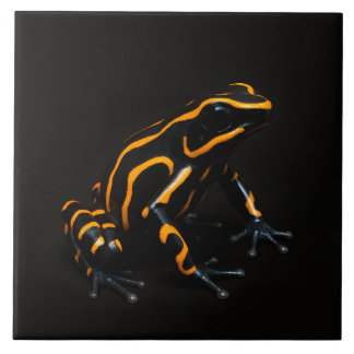 Black 4 Luxe Tile with Black Orange Tropical Frog