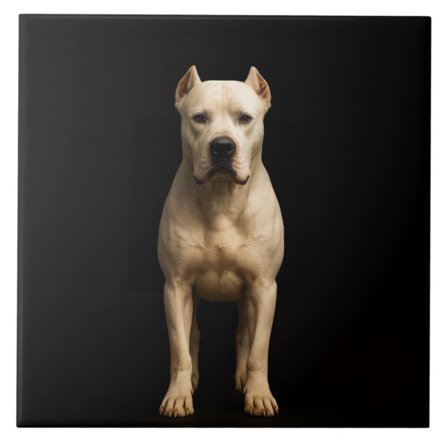 Black 4 Luxe Tile with Bold Dogo Argentino (Front)