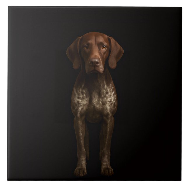 Black 4 Luxe Tile with German Pointer Dog (Front)