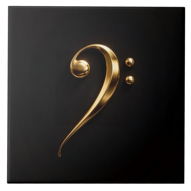 Black 4 Luxe Tile with Golden Bass Clef (Front)