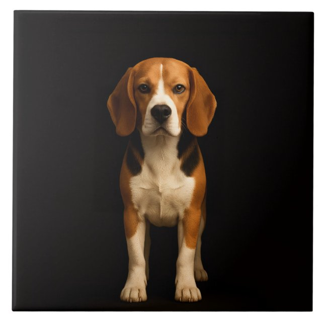 Black 4 Luxe Tile with Kind Beagle (Front)