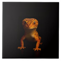 Black 4 Luxe Tile with Leopard Gecko Lizard