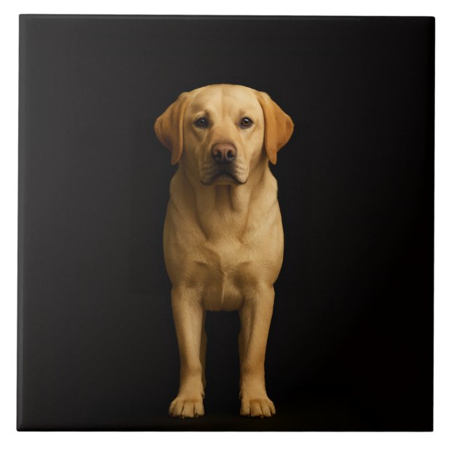 Black 4 Luxe Tile with Minimalist Labrador (Front)