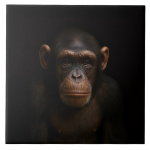 Black 4 Luxe Tile with Serene Chimpanzee