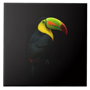 Black 4 Luxe Tile with tropical Keel Billed Tucan
