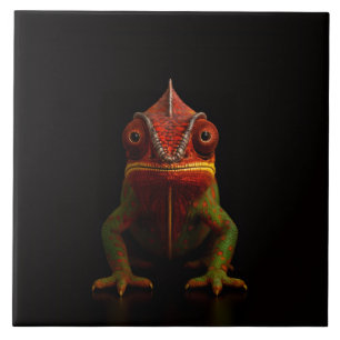 Black 4 Luxe Tile with tropical Panther Chameleon