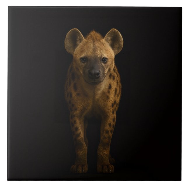 Black 4 Luxe Tile with Wild Spotted Hyena (Front)