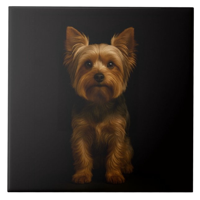 Black 4 Luxe Tile with Yorkshire Terrier (Front)