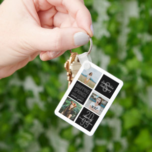 Black 4-Photo Fun Boxes Class Year Keychain