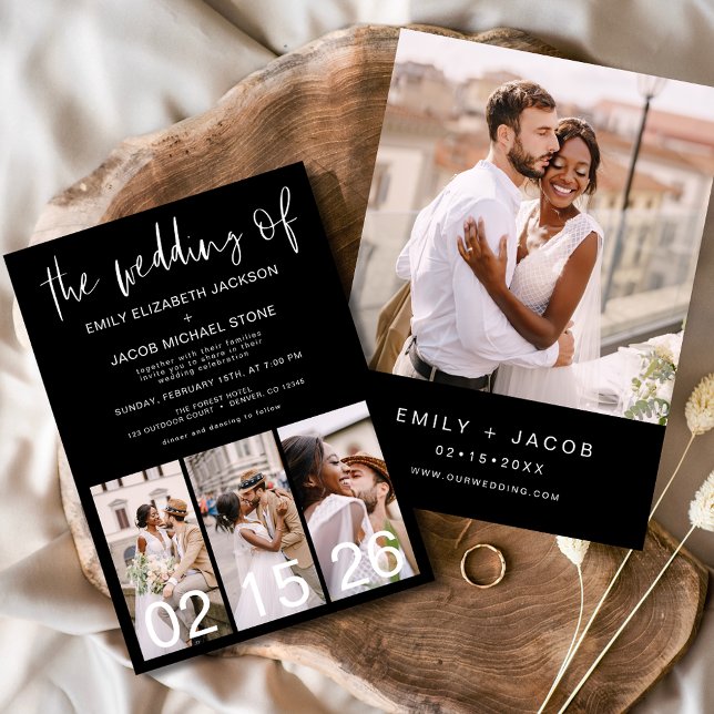Black 4 Photo The Wedding of Minimalist Invitation (Creator Uploaded)