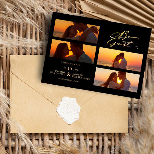 Black 4 Photos Collage Be our Guest Quote Wedding Save The Date