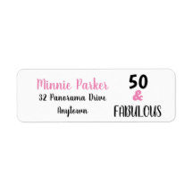 Black 50 And Fabulous 50th Birthday Return Address