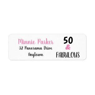 Black 50 And Fabulous 50th Birthday Return Address Label