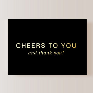 Black 50th Birthday Gold Foil Thank You Card