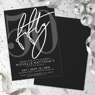 Black 50th Birthday Party Invitation