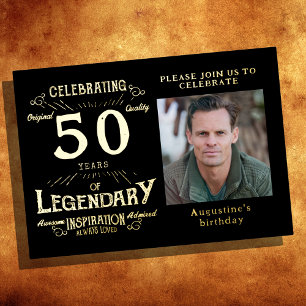 Black 50th Birthday Vintage Gold