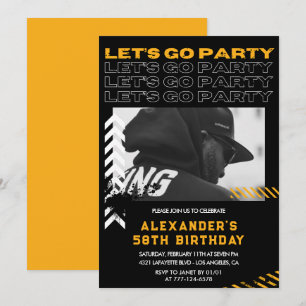 Black 58th birthday invitations Men Photo Spray