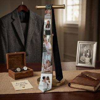 Black 5-Photo Collage Custom Family | Father's day Tie