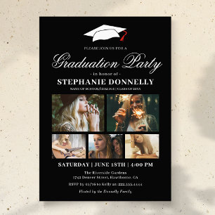 Black 5 Picture Graduation Party Invitation