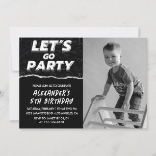 Black 5th birthday invitations Boy Photo 