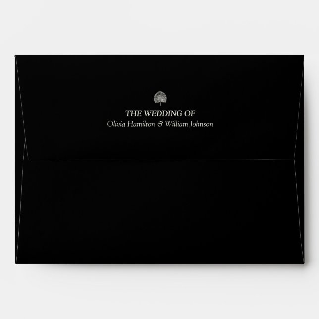 Black 5x7 Ivory Address Panel Wedding Envelope (Back (Top Flap))