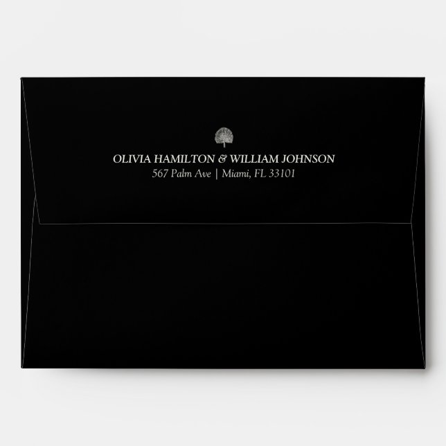 Black 5x7 Minimalist Wedding Envelope (Back (Top Flap))