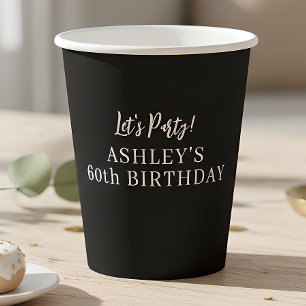 Black 60th Birthday Paper Cups