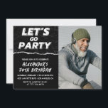 Black 70th birthday invitations Men Photo<br><div class="desc">Black 70th birthday invitations Men Photo LET'S GO PARTY</div>