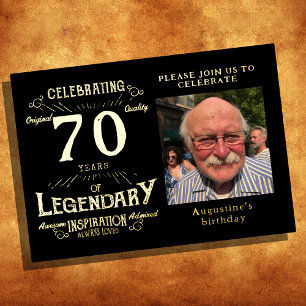 Black 70th Birthday Vintage Gold