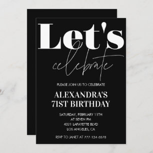 Black 71st birthday invitations Bold Typography