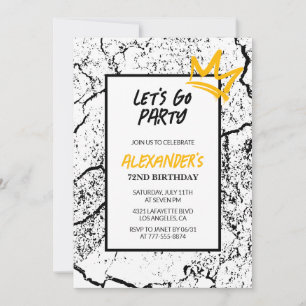 Black 72nd birthday invitation Men Hip Hop modern