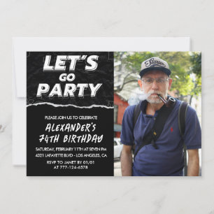 Black 74th birthday invitations Men Photo