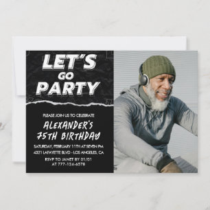 Black 75th birthday invitations Men Photo 