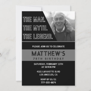 Black 78th birthday invitations The Man The Legend