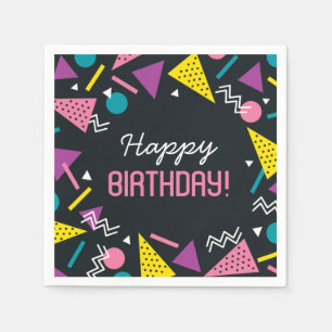Black 80s Pattern Birthday  Napkins