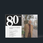 Black 80th birthday invitations Modern Chic Photo<br><div class="desc">Black 80th birthday invitations Modern Chic Photo calligraphy typography classic elegant man male</div>