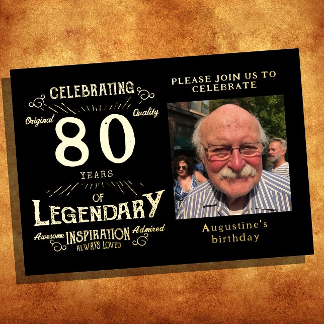 Black 80th Birthday Vintage Gold (Creator Uploaded)