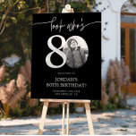 Black 80th Birthday Welcome Sign | Look Who's 80<br><div class="desc">Welcome guests to your 80th birthday celebration with this stunning editable welcome sign. Featuring a sleek, customizable layout, this template allows you to easily add your own photo and personalize the text, making it a perfect addition to your milestone 80th birthday decor. Ideal for entryways or as a party focal...</div>