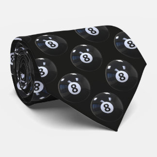 Black 8 Ball Billiards Pool Player Cool Tie